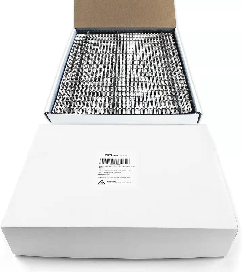 TOTiyea 100 Pack Double Loop Wire Binding Spines, 3/8 Inch Diameter, 3:1 Pitch,32-Loop, Black, 60 Sheets Capacity, Letter Size - Image 3